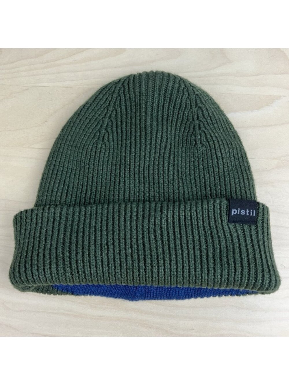 Pistil Winter Beanie Hat Cuff Green Cashmere Blend Solid Ribbed